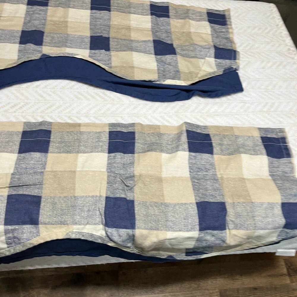 JC Penny Home Blue and Tan Plaid Valances